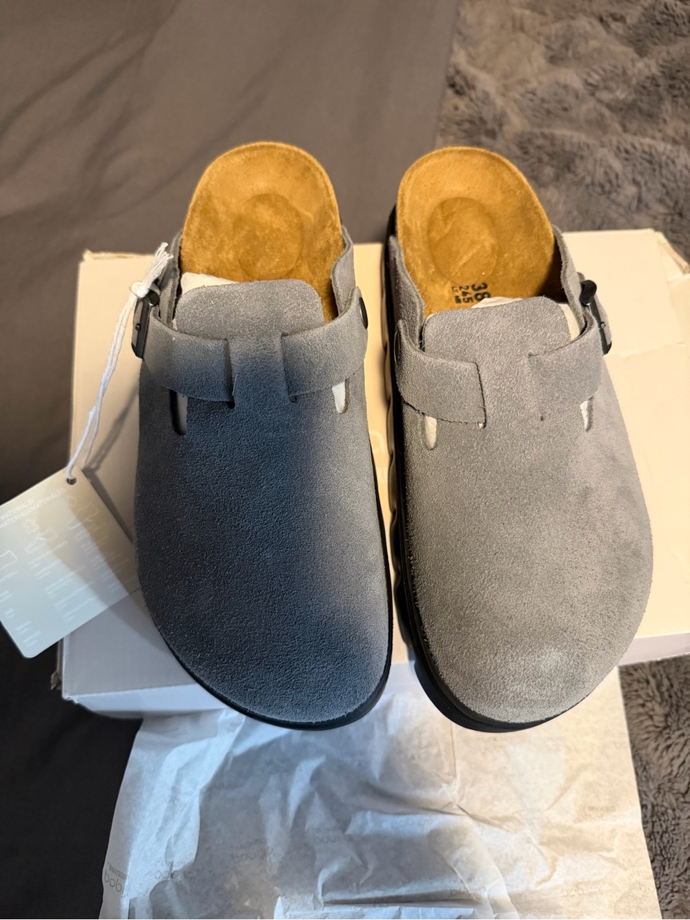 Birkenstock PAP chunky Suede Slip-On Clog in Gray